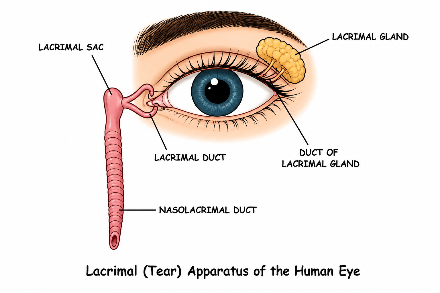 Fig 9.10: Lacrimal (tear) apparatus of the human eye